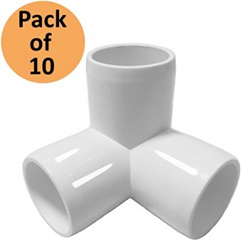 3Way 3/4 inch PVC Fitting Elbow - Build Heavy Duty PVC Furniture - PVC three quarter Elbow Fittings [Pack of 10]