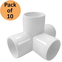 4 Way 3/4 in Tee PVC Fitting Elbow - Build Heavy Duty PVC Furniture - PVC Elbow Fittings (Pack of 10)