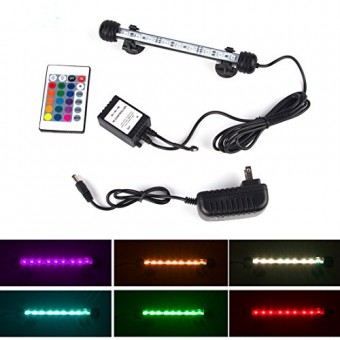 Smiful LED Aquarium Light, Fish Tank 16 Color 4 Modes RGB Lights Submersible Underwater Crystal Glass Lights with Wireless Remote Control, 7.5" - m...