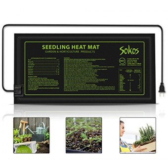 Seedling Heat Mat, Sokos Durable Waterproof Seedling Heating Mat Germination Station Heat Mat, Hydroponic Heating Pad 20" x 10" Using for Seed Star...