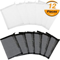 TecUnite 12 Pieces Aquarium Filter Bags with Zipper Fish Tank Media Mesh Bags Net Bags, Black and White