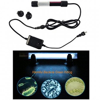 Tmat Waterproof UV Sterilizer Light for Fish Tank Aquarium,110V 6/10/15W LED Aquarium Light Green Killing Water Cleaner for Filter Tank Aquarium 6W