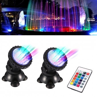 TOPBRY Remote Control Submersible Spotlight Pond lights 36 LED Colorful IP68 Waterproof Aquarium Spotlight Multi-color Decoration Landscape lamp fo...