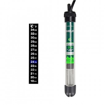 Uniclife HT-2050 Submersible Aquarium Heater 50W with Thermometer and Suction Cup, 10 gallon