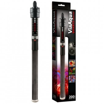 ViaAqua 200-Watt Quartz Glass Submersible Heater with Built-In Thermostat