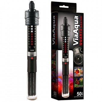 ViaAqua 50-Watt Quartz Glass Submersible Heater with Built-In Thermostat