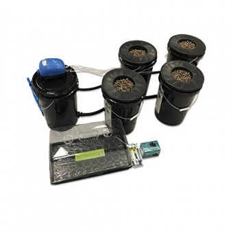 Viagrow VRDWC-4 Recirculating Deep Water Culture (DWC) 4-Bucket Hydroponic System Kit