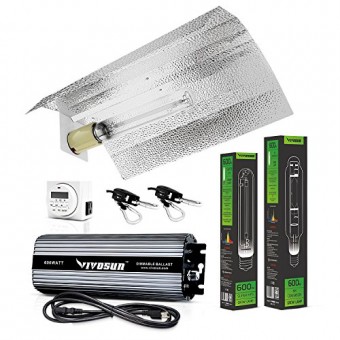 VIVOSUN Hydroponic 600 Watt HPS MH Grow Light Bulb Digital Dimmable Ballast Wing Reflector Kit