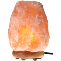 WBM Himalayan Glow Hand Carved Natural Crystal Himalayan Salt Lamp With Genuine Neem Wood Base, Bulb And Dimmer Control.8 to 9 Inch, 8 to 11 lbs.