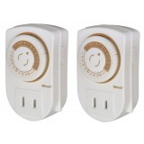 Woods 50006 Indoor 24-Hour Mechanical Outlet Timer, Daily Settings, 2-Pack