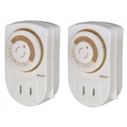 Woods 50006 Indoor 24-Hour Mechanical Outlet Timer, Daily Settings, 2-Pack