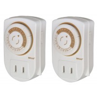Woods 50006 Indoor 24-Hour Mechanical Outlet Timer, Daily Settings, 2-Pack