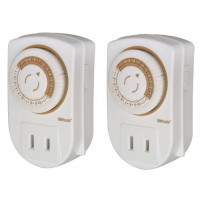 Woods 50006 Indoor 24-Hour Mechanical Outlet Timer, Daily Settings, 2-Pack