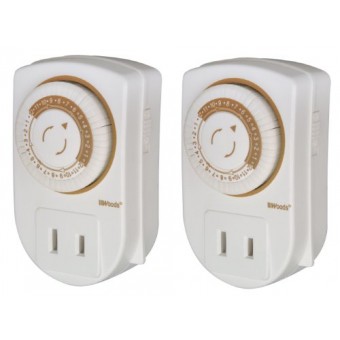 Woods 50006 Indoor 24-Hour Mechanical Outlet Timer, Daily Settings, 2-Pack