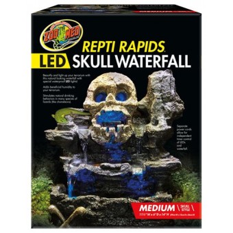 Zoo Med Repti Rapids LED Skull Waterfall Natural Rock Reptiles Terrariums Medium