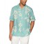 28 Palms Men's Relaxed-Fit Silk/Linen Hawaiian Shirt, Aqua Vintage Floral, X-Small