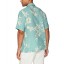 28 Palms Men's Relaxed-Fit Silk/Linen Hawaiian Shirt, Aqua Vintage Floral, X-Small