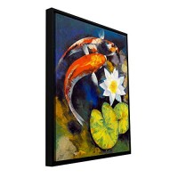 Art Wall Michael Creese 'Koi Fish and Water Lily' Floater Framed Gallery-Wrapped Canvas Artwork, 24 by 32-Inch, Holds 22.5 by 30.5-Inch Image