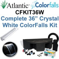 Atlantic Water Gardens CFKIT36W Complete Crystal White Colorfalls Lighted Falls Kit - 36" Spillway, Basin, Pump, Hose & Fittings
