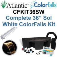 Atlantic Water Gardens CFKIT36SW Complete Sol White Colorfalls Lighted Falls Kit - 36" Spillway, Basin, Pump, Hose & Fittings