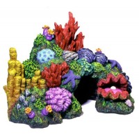 Blue Ribbon Exotic Environments Australian Barrier Reef with Clam Aquarium Ornament, Ex Small, 6-Inch by 4-Inch by 4-1/2-Inch