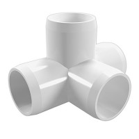FORMUFIT F0014WT-WH-4 4-Way Tee PVC Fitting, Furniture Grade, 1" Size, White (Pack of 4)