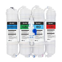 FS-TFC Portable 4-Stage Reverse Osmosis Aquarium Fish Tank Water Filter System, 100GPD filter unit for DIY Drinking Water System(FS-RO-100G-B)