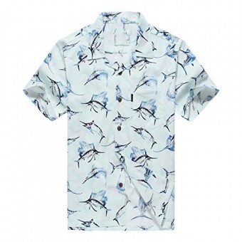 Hawaii Hangover Men's Hawaiian Shirt Aloha Shirt Luau Shirt L Blue Marlin Fish