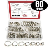 Hilitchi 60 Piece Adjustable 8-38mm Range Stainless Steel Worm Gear Hose Clamps Assortment Kit