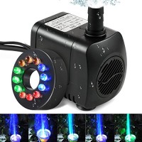 Intsun 220 GPH (800L/H, 12W) Submersible Water Pump for Fish Tank, Aquarium, Fountain, Pond, Small Silent 12 LED Colorful Pump Lights with 1 Nozzle...