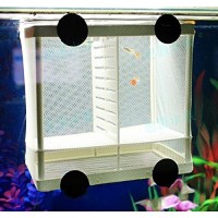 Kangkang@ DIY Aquarium Fish Breeding Box Tank Fish Incubator Net Fry Baby Fish Hatchery Equipment Isolation Net Box Tank with Suction Cup Size S/L (L)