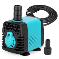 KEDSUM 130GPH Submersible Pump (600L/H,10W), Ultra Quiet Water Pump with 3ft High Lift, Fountain Pump with 4.6ft Power Cord, 2 Nozzles for Fish Tan...