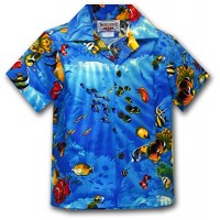 Aloha Fish Boys Tropical Shirts Blue S 211-3202