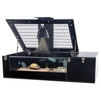 Penn Plax Tortoise Palace with Wire Top, Black Frame and Glass Terrarium
