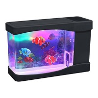 Artificial Mini Aquarium Fish Tank Color LED Swimming Fish Tank with 3 Fake Fish - By Playlearn