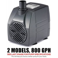 PonicsPump PP80006: 800 GPH Submersible Pump with 6' Cord - 60W… for Hydroponics, Aquaponics, Fountains, Ponds, Statuary, Aquariums, Waterfalls & m...