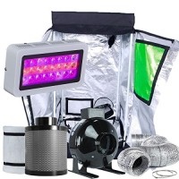 TopoLite Grow Tent Room Complete Kit Hydroponic Growing System LED 300W Grow Light + 4" Carbon Filter Combo + 24"x24"x48"w/T-door Dark Room (LED300...