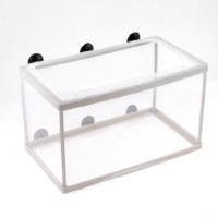 Water & Wood Fish Tank Aquarium Plastic Frame White Net Fry Hatchery Breeder w 6 x Suction Cups