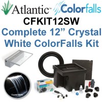 Atlantic Water Gardens CFKIT12W Complete Crystal White Colorfalls Lighted Falls Kit - 12" Spillway, Basin, Pump, Hose & Fittings